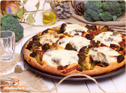 Pizza rossa con Broccoli e Cacio
