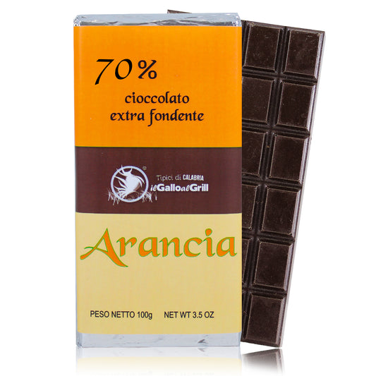 Tavoletta di cioccolato extrafondente all'arancia - 70%