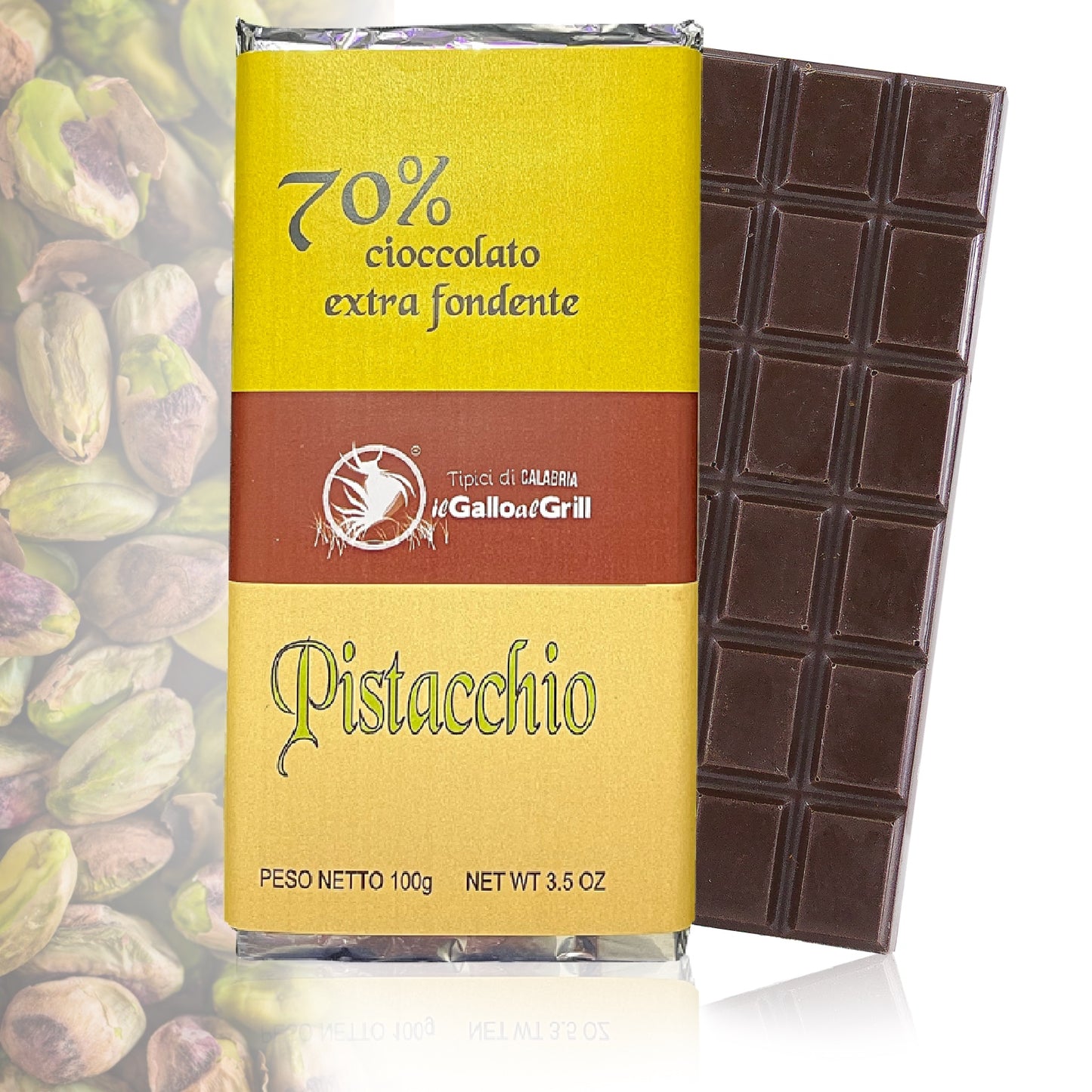 Tavoletta di cioccolato extra fondente al pistacchio - 70%